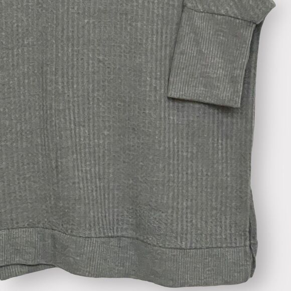 Massini Cowl Neck Waffle Knit Layering Top Women's Size S Gray Fitted Sleeves - Picture 7 of 11